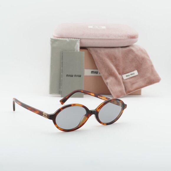 Miu Miu MU04ZS 21C40O Oval Sunglasses – Havana Mahogany\\Grey main image 6